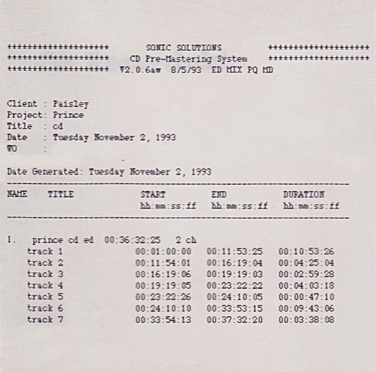 PRINCE / The Undertaker Pre-Master (1CDR)