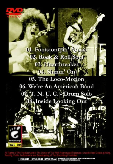 GRAND FUNK RAILROAD / SHININ' ON LIVE!! PRO SHOT (1DVDR)