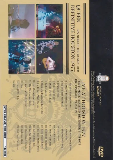 QUEEN / DEFINITIVE HOUSTON 1977 (1DVDR)