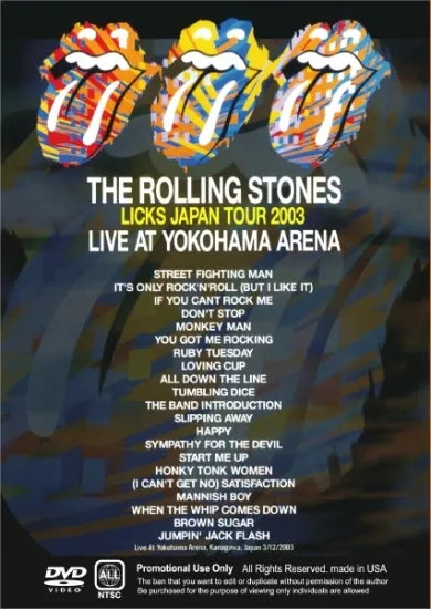 THE ROLLING STONES / LIVE AT YOKOHAMA ARENA LICKS JAPAN TOUR 2003 (1DVDR)