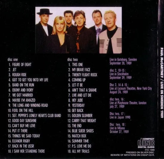PAUL McCARTNEY / LIVE IN SWEDEN 1989 (2cd paper)
