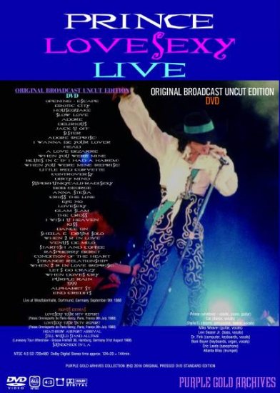 PRINCE / LOVESEXY LIVE ORIGINAL BROADCAST UNCUT EDITION DVD Silver Disc