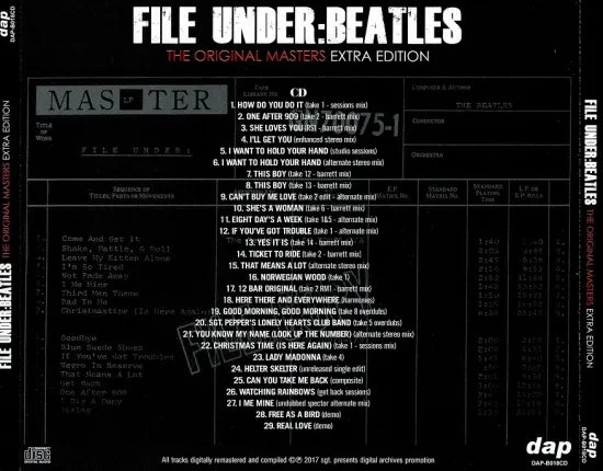 THE BEATLES / FILE UNDER BEATLES THE ORIGINAL MASTERS (2CD+1CD)