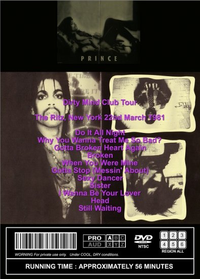 PRINCE / NY 81 FDA MASTER (1DVDR)