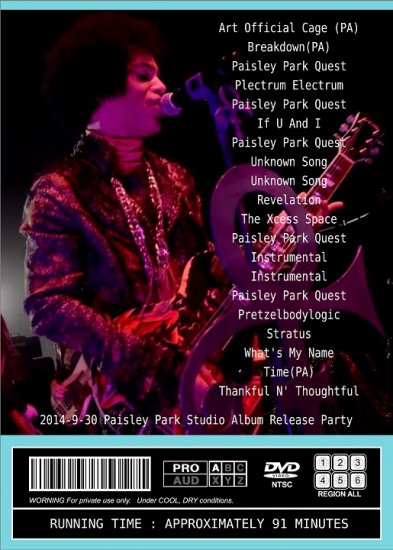 PRINCE & 3RD EYE GIRL / NEW ALBUM RELEASE PARTY AT PAISLEY PARK 2014 (1DVDR)