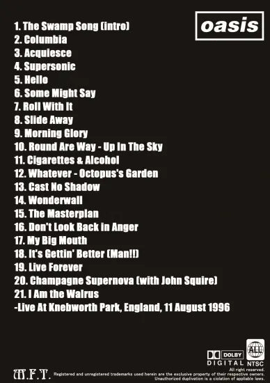 OASIS /  KNEBWORTH PARK 1996 (1DVDR)