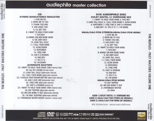 THE BEATLES / PAST MASTERS VOLUME ONE(AUDIOPHILE) (1CD+1DVD)