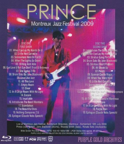 PRINCE / MONTREUX JAZZ FESTIVAL 2009 Blu-ray 2 discs (2BDR)