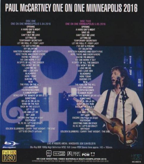 PAUL McCARTNEY /ONE ON ONE MINNEAPOLIS 2016 (2BR)