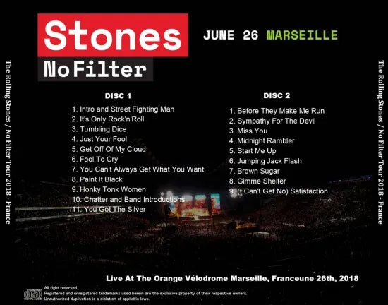 THE ROLLING STONES / NO FILTER TOUR 2018 FRANCE (2CDR)