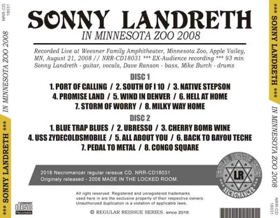 SONNY LANDRETH / IN MINNESOTA ZOO 2008 (2CDR)