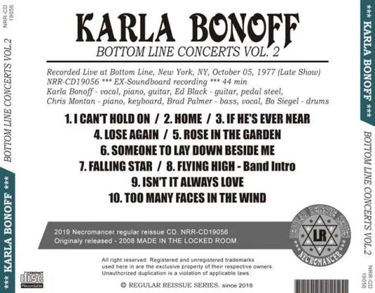KARLA BONOFF / BOTTOM LINE CONCERTS VOL.2 (1CDR)