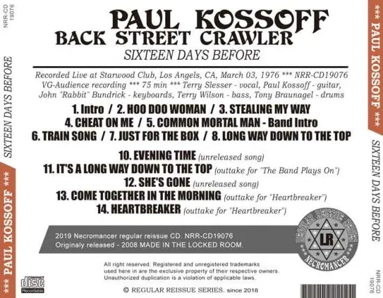 PAUL KOSSOFF / BACK STREET CRAWLER SIXTEEN DAYS BEFORE (1CDR)