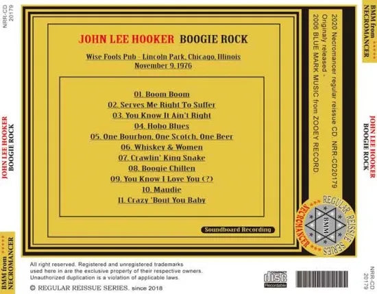 JOHN LEE HOOKER / BOOGIE ROCK (1CDR)