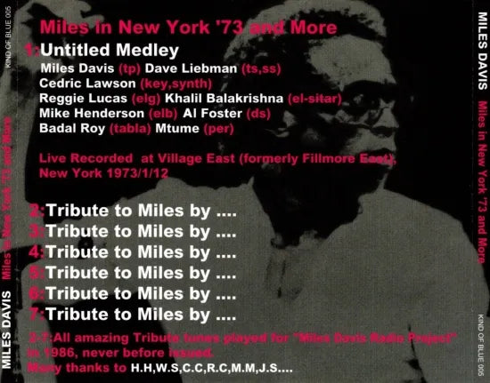 MILES DAVIS / MILES IN NEW YORK '73 AND MORE (1CD)