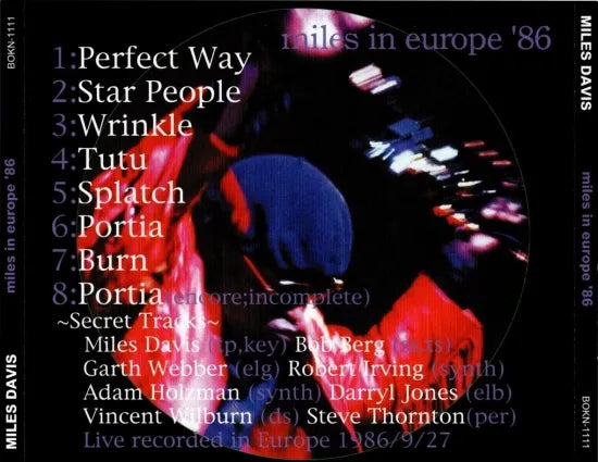 MILES DAVIS / MILES IN EUROPE '86 (1CD)
