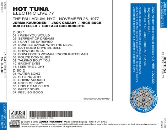 HOT TUNA / ELECTRIC LIVE 77 (2CDR)