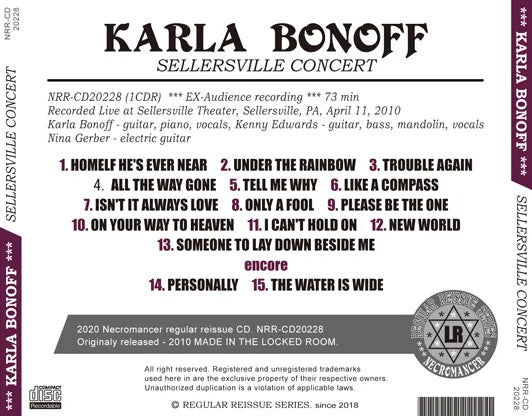 KARLA BONOFF / SELLERSVILLE CONCERT (1CDR)