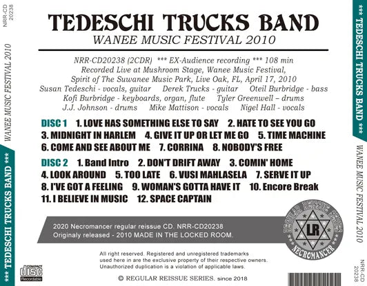 TEDESCHI TRUCKS BAND / WANEE MUSIC FESTIVAL 2010 (2CDR)