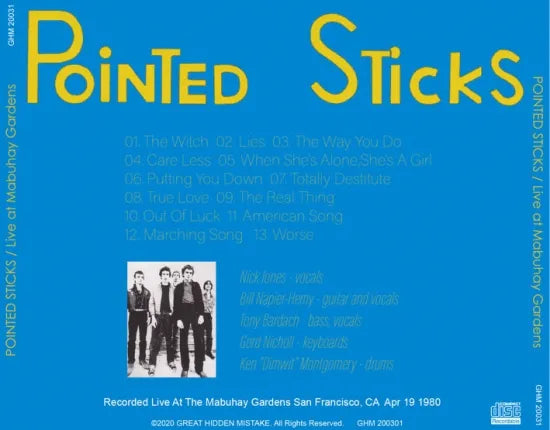 POINTED STICKS / Live at Mabuhay Gardens (1CDR)
