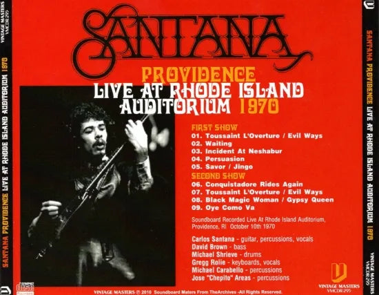 Santana / Providence Live At Rhode Island Auditorium 1970 SOUNDBOARD (1CDR)