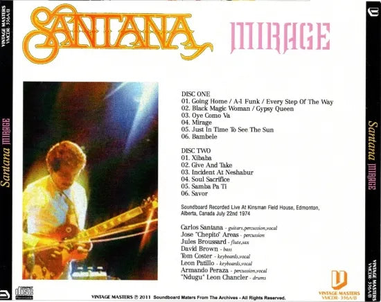 Santana / Mirage SOUNDBOARD (2CDR)