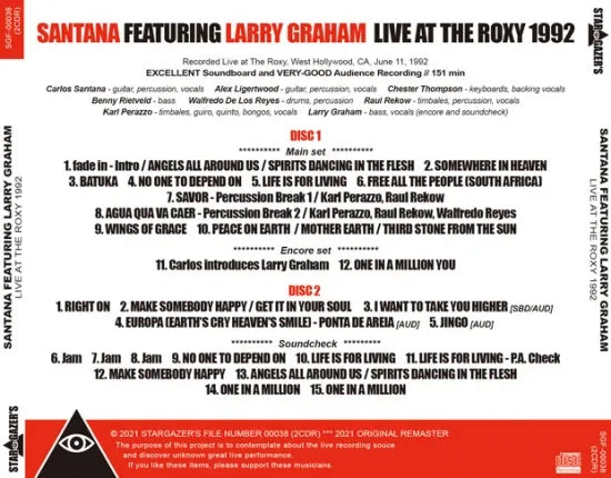 SANTANA FEATURING LARRY GRAHAM / LIVE AT THE ROXY 1992 (2CDR)