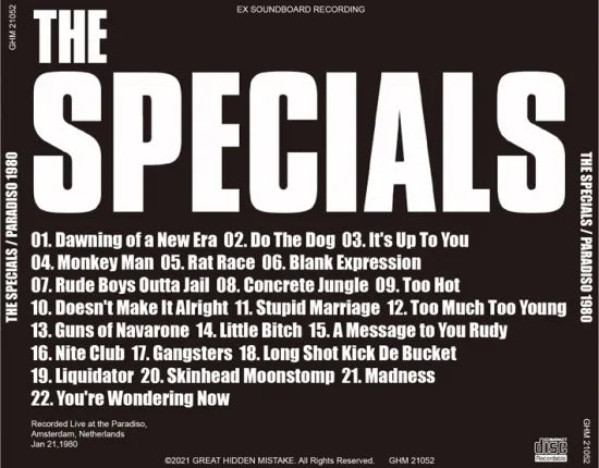 THE SPECIALS / PARADISO 1980 (1CDR)