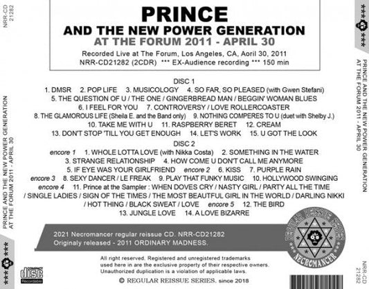 PRINCE AND THE NEW POWER GENERATION / AT THE FORUM 2011 APRIL 30 (2CDR)