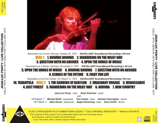 JEAN-LUC PONTY / LIVE COLLECTION OSLO 1975, BERLIN 1975 AND FORT COLLINS 1977 (2CDR)