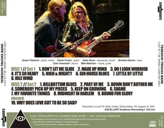 TEDESCHI TRUCKS BAND / LIVE AT F.M. KIRBY CENTER 2021 (2CDR)