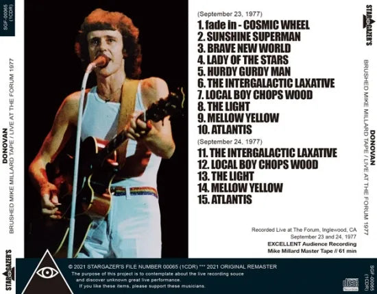 DONOVAN / BRUSHED MIKE MILLARD TAPE LIVE AT THE FORUM 1977 (1CDR)