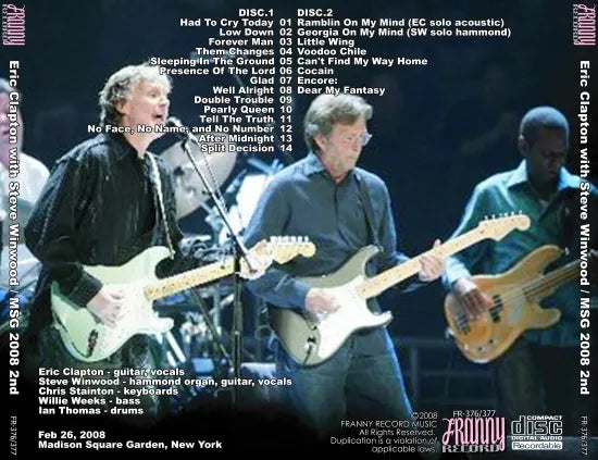 ERIC CLAPTON & STEVE WINWOOD / MSG 2008 2ND NIGHT (2CDR)