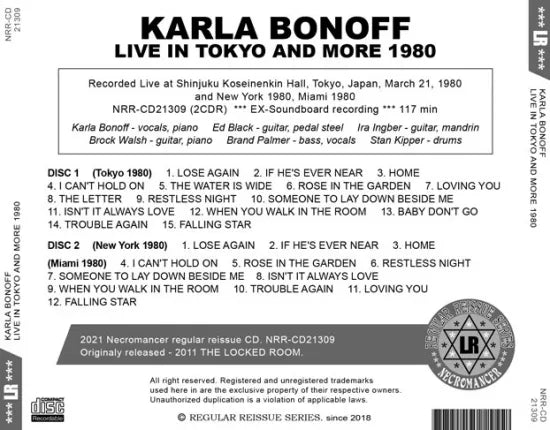 KARLA BONOFF / LIVE IN TOKYO AND MORE 1980 (2CDR)