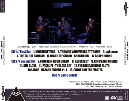 SOFT MACHINE / LIVE AT PORGY & BESS 2021 (2CDR+1DVDR)