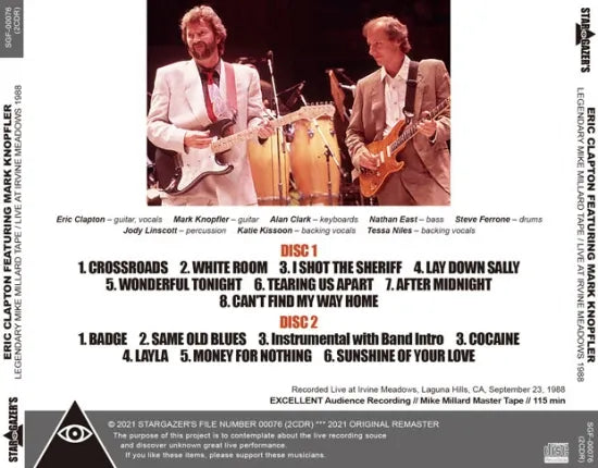 ERIC CLAPTON FEATURING MARK KNOPFLER / LEGENDARY MIKE MILLARD TAPE IRVINE MEADOWS 1988 (2CDR)