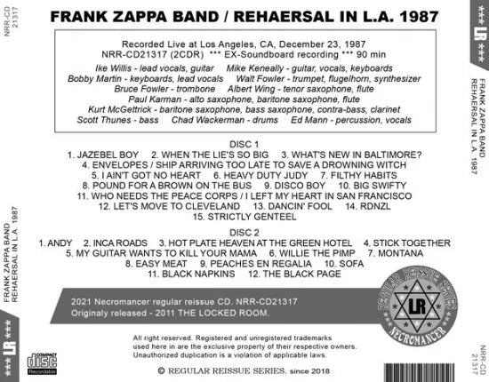 FRANK ZAPPA BAND / REHAERSAL IN L.A. 1987 (2CDR)