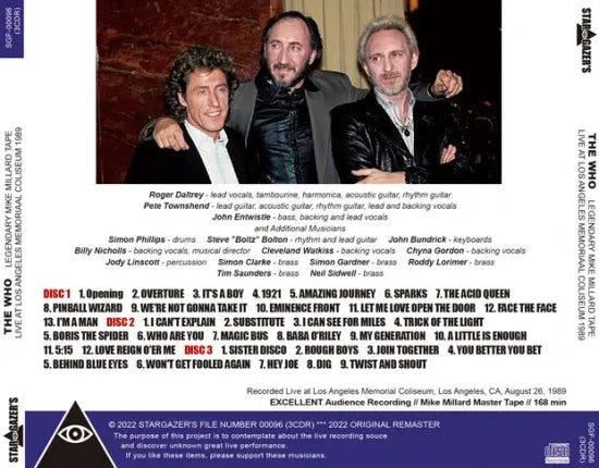 THE WHO / LEGENDARY MIKE MILLARD TAPE LIVE AT LOS ANGELES MEMORIAAL COLISEUM 1989 (3CDR)