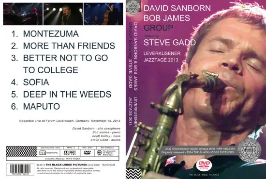 DAVID SANBORN & BOB JAMES GROUP con STEVE GADD / LEVERKUSENER JAZZTAGE 2013 PRO SHOT (1DVDR)