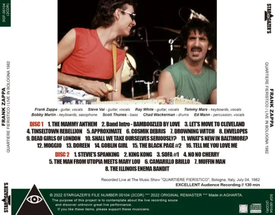 FRANK ZAPPA / QUARTIERE FIERISTICO / LIVE IN BOLOGNA 1982 (2CDR)