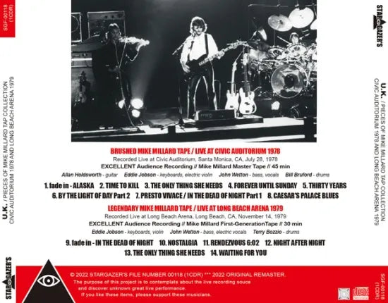U.K. / PIECES OF MIKE MILLARD TAP COLLECTION CIVIC AUDITORIUM 1978 & LONG BEACH ARENA 1979 (1CDR)
