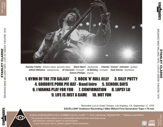 STANLEY CLARKE / BRUSHED MIKE MILLARD TAPE DAL VIVO AL GREEK THEATRE 1979 (1CDR)