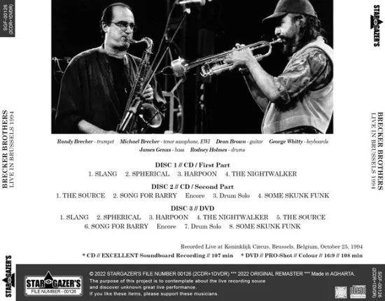 BRECKER BROTHERS / DAL VIVO A BRUXELLES 1994 (2CDR+1DVDR)
