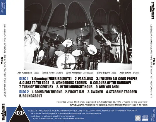 YES / LEGENDARY MIKE MILLARD TAPE FIRST NIGHT AT THE FORUM 1977 (2CDR)