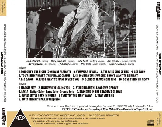 ROD STEWART / BRUSHED MIKE MILLARD TAPE LAST DAY OF BLONDS 'AVE MORE FUN TOUR (2CDR)