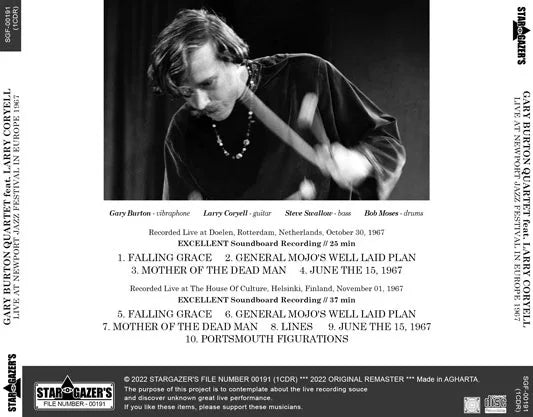 GARY BURTON QUARTET FEATURING LARRY CORYELL / LIVE AT NEWPORT JAZZ FESTIVAL IN EUROPE 1967 (1CDR)