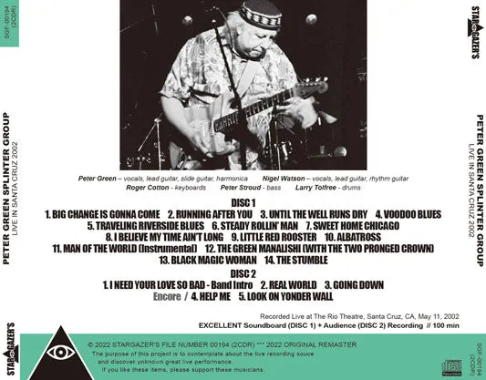 PETER GREEN SPLINTER GROUP / LIVE IN SANTA CRUZ 2002 (2CDR)