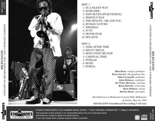 MILES DAVIS / 2023 UPGRADE VERSION CONCERT IN MELBOURNE 1988 (2CDR)
