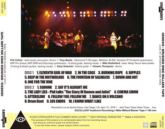 GENESIS / BRUSHED MIKE MILLARD TAPE LIVE AT SPORTS ARENA 1978 (2CDR)