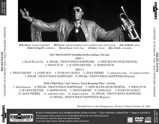 MILES DAVIS / 2023 UPGRADE VERSION CONCERT IN WARSAW 1983 (2CDR+1DVDR)